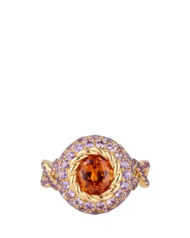 Mellerio 18K Yellow Gold Orange Blossom Ring with Garnet and Sapphires | Thumbnail 1 Mellerio 18K Yellow Gold Orange Blossom Ring with Garnet and Sapphires | Thumbnail 1