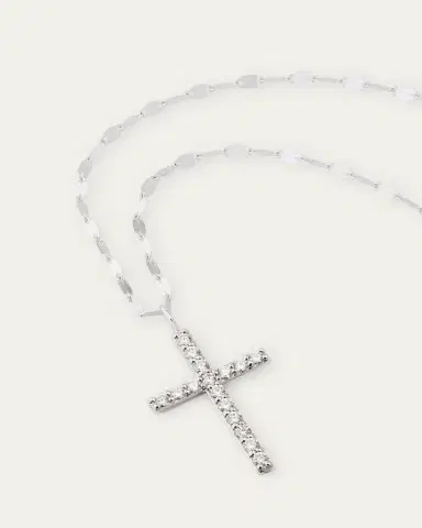 Lana 14K Yellow Gold Flawless Everyday Diamond Cross Necklace | Thumbnail 3
