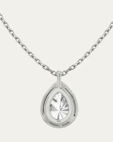 VRAI 14K White Gold Pear-Cut Halo Lab Grown Diamond Pendant Necklace, 1.0tcw | Thumbnail 3