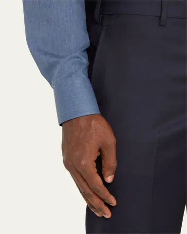 Giorgio Armani Men's Solid Wool Flat-Front Trousers | Thumbnail 5