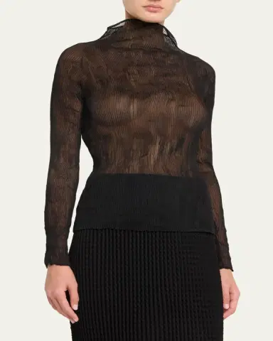 Issey Miyake Chiffon Twist Bk Wt 46 High-Neck Top | Thumbnail 4
