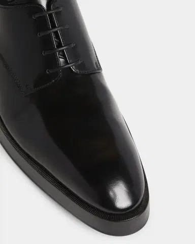 Bottega Veneta Men's Dalton Cuban-Heel Leather Derby Shoes | Thumbnail 4