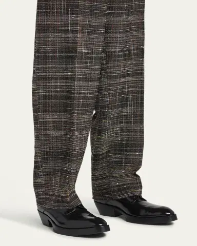 Bottega Veneta Men's Dalton Cuban-Heel Leather Derby Shoes | Thumbnail 6