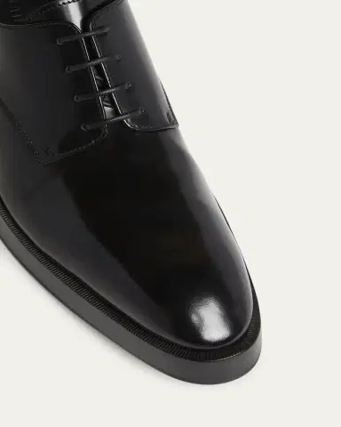 Bottega Veneta Men's Dalton Cuban-Heel Leather Derby Shoes | Thumbnail 9