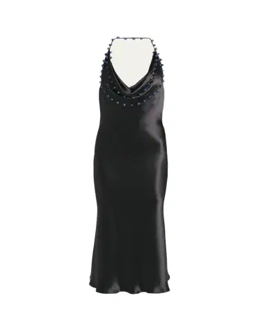 Bottega Veneta Beaded Halter Washed Fluid Shine Viscose Dress | Thumbnail 1