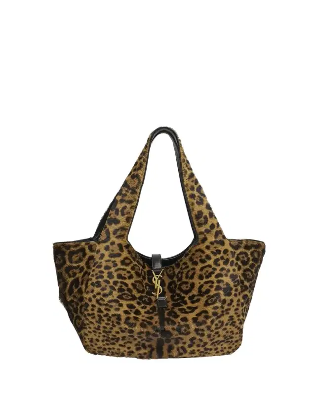 Saint Laurent Le 5 À 7 Bea YSL Leopard-Print Tote Bag in Calf Hair & Leather