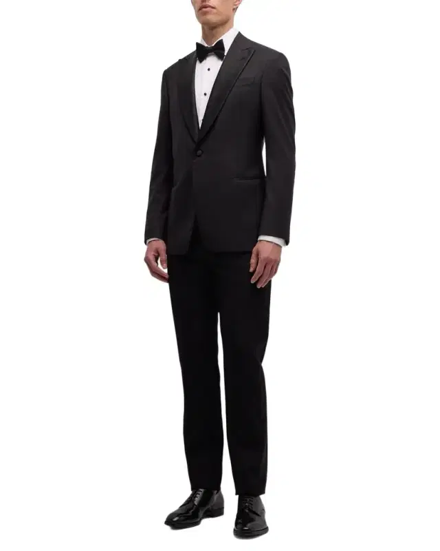 Men's Wool Satin-Lapel Two-Piece Tuxedo Set