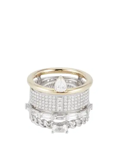TYPE JEWELRY Mix Metals Typestack Pave Diamond Ring | Thumbnail 1