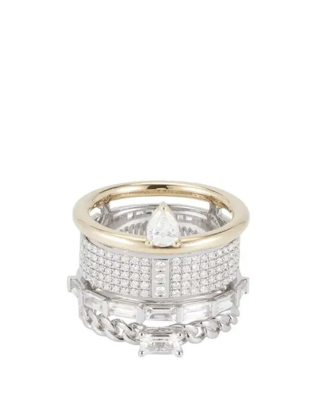 Mix Metals Typestack Pave Diamond Ring