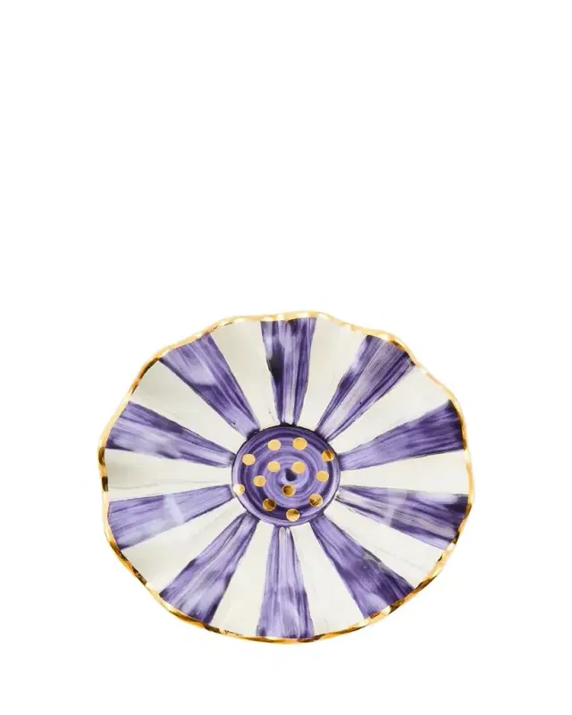MacKenzie-Childs Violet Check Ceramic Saucer