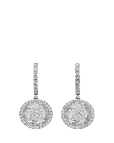 Bhansali 18K White Gold 10mm Halo Drop Earrings with Diamonds | Thumbnail 1 Bhansali 18K White Gold 10mm Halo Drop Earrings with Diamonds | Thumbnail 1