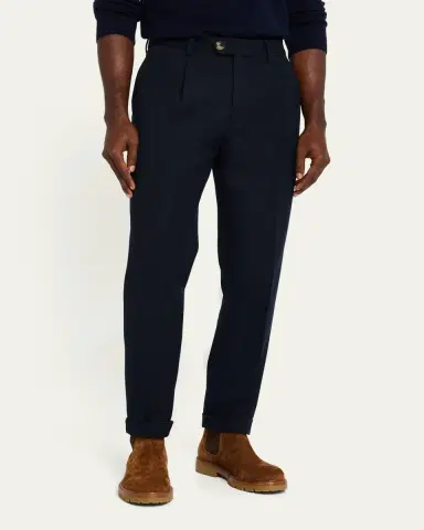 Brunello Cucinelli Men's Pleated Twill Trousers | Thumbnail 4 Brunello Cucinelli Men's Pleated Twill Trousers | Thumbnail 4