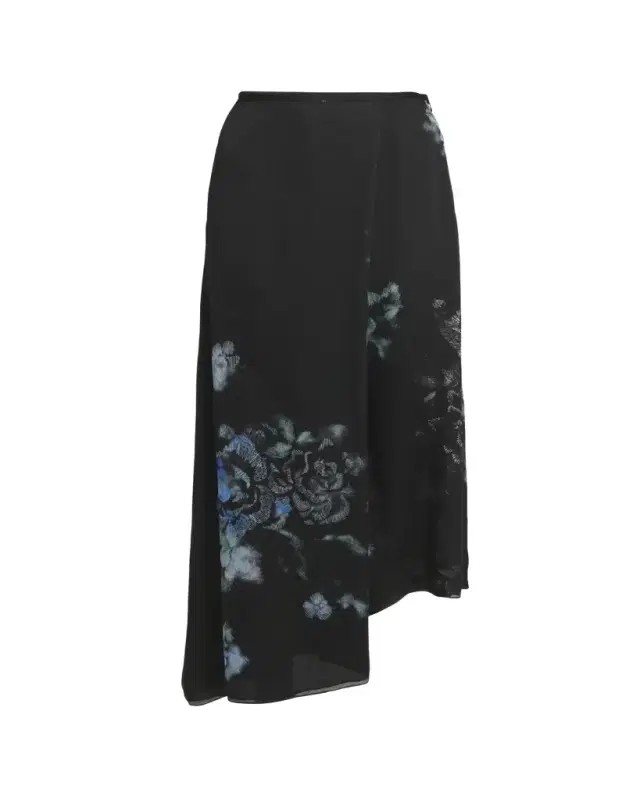 Giorgio Armani Floral Print Silk Wrap-Effect Midi Skirt