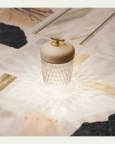 Saint Louis Crystal Folia Clear Woodbrushed Brass Finish Portable Lamp | Thumbnail 3 Saint Louis Crystal Folia Clear Woodbrushed Brass Finish Portable Lamp | Thumbnail 3