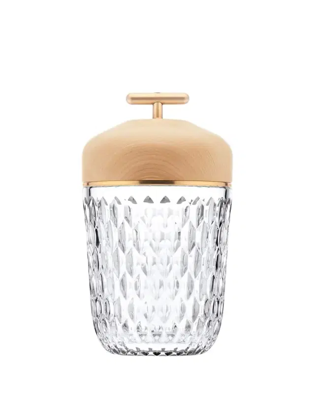 Saint Louis Crystal Folia Clear Woodbrushed Brass Finish Portable Lamp