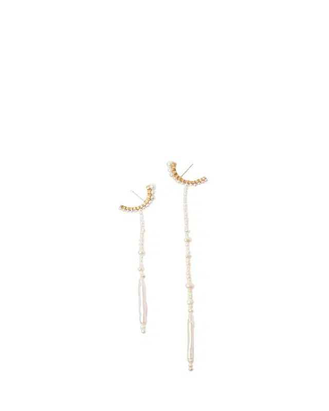 Beatriz Palacios Lake Mismatched Pearl Linear Earrings