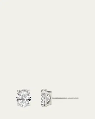 VRAI 14K White Gold Oval Solitaire Lab Grown Diamond Stud Earrings, 1.00tcw | Thumbnail 2 VRAI 14K White Gold Oval Solitaire Lab Grown Diamond Stud Earrings, 1.00tcw | Thumbnail 2