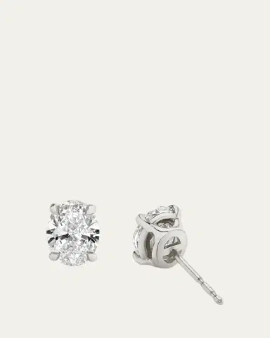 VRAI 14K White Gold Oval Solitaire Lab Grown Diamond Stud Earrings, 1.00tcw | Thumbnail 3 VRAI 14K White Gold Oval Solitaire Lab Grown Diamond Stud Earrings, 1.00tcw | Thumbnail 3