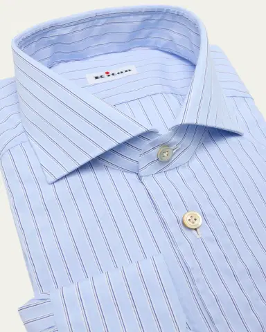 Kiton Men's Cotton Wide Stripe Dress Shirt | Thumbnail 2