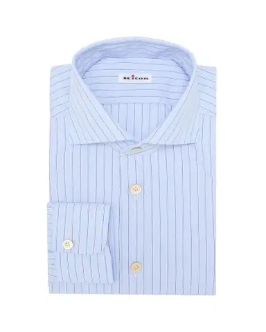 Kiton Men's Cotton Wide Stripe Dress Shirt | Thumbnail 1