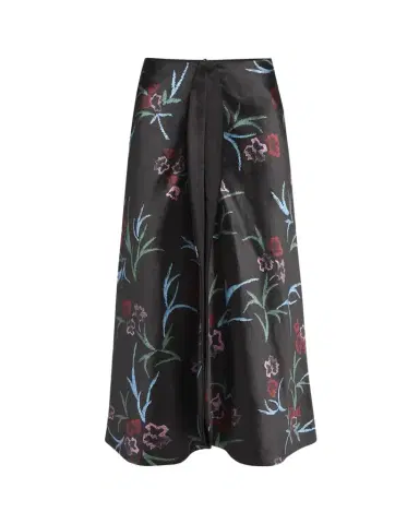 Giorgio Armani Floral Printed Maxi Silk Skirt with Pleated Center Panel | Thumbnail 1