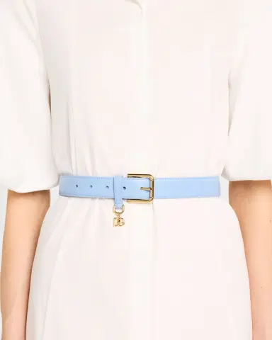 Dolce & Gabbana DG Charm Smooth Leather & Brass Belt | Thumbnail 1
