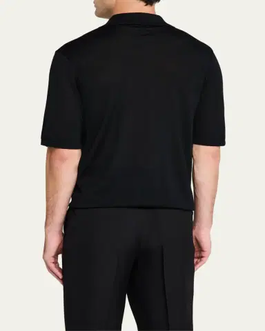 Saint Laurent Men's Fine Gauge Wool Polo Shirt | Thumbnail 3