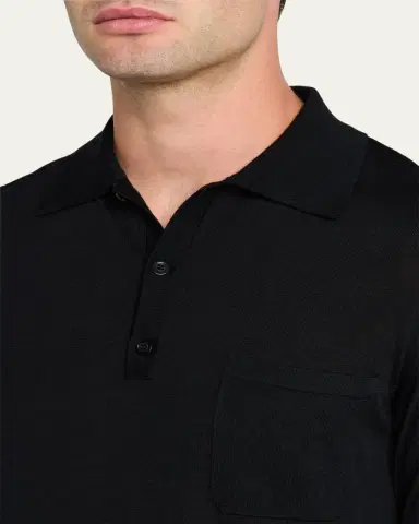 Saint Laurent Men's Fine Gauge Wool Polo Shirt | Thumbnail 5