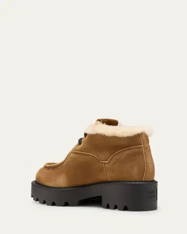 Miu Miu Suede Shearling Lace-Up Chukka Booties | Thumbnail 10