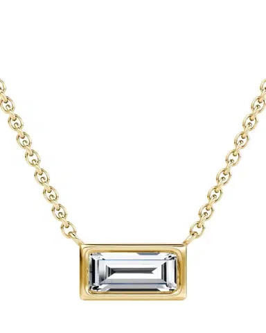 VRAI 14K Yellow Gold Bezel Lab Grown Diamond Necklace, 18"L, 0.5tcw | Thumbnail 1