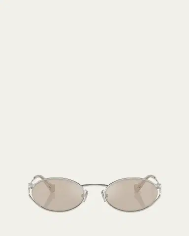 Miu Miu Logo Metal Oval Sunglasses | Thumbnail 4 Miu Miu Logo Metal Oval Sunglasses | Thumbnail 4