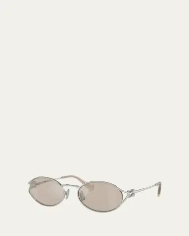 Miu Miu Logo Metal Oval Sunglasses | Thumbnail 5 Miu Miu Logo Metal Oval Sunglasses | Thumbnail 5
