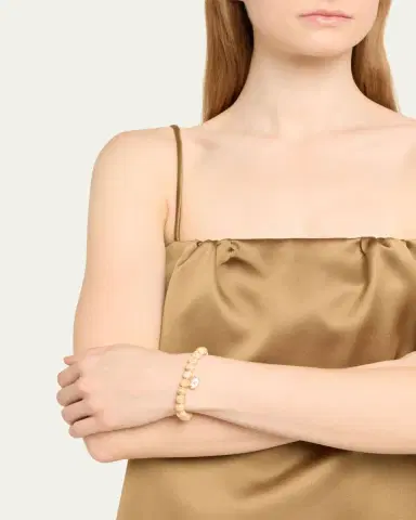 Sydney Evan 14K Yellow Gold Carved Stone Bezel Evil Eye Charm on Tan Bead Bracelet | Thumbnail 2 Sydney Evan 14K Yellow Gold Carved Stone Bezel Evil Eye Charm on Tan Bead Bracelet | Thumbnail 2