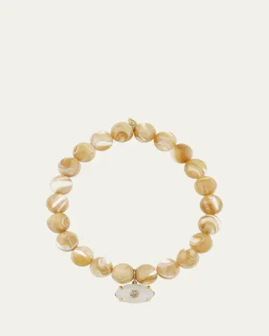 Sydney Evan 14K Yellow Gold Carved Stone Bezel Evil Eye Charm on Tan Bead Bracelet | Thumbnail 3 Sydney Evan 14K Yellow Gold Carved Stone Bezel Evil Eye Charm on Tan Bead Bracelet | Thumbnail 3