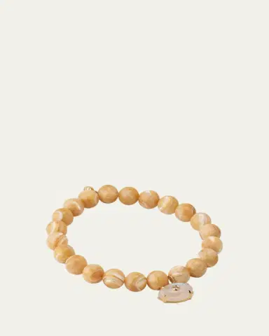 Sydney Evan 14K Yellow Gold Carved Stone Bezel Evil Eye Charm on Tan Bead Bracelet | Thumbnail 4 Sydney Evan 14K Yellow Gold Carved Stone Bezel Evil Eye Charm on Tan Bead Bracelet | Thumbnail 4