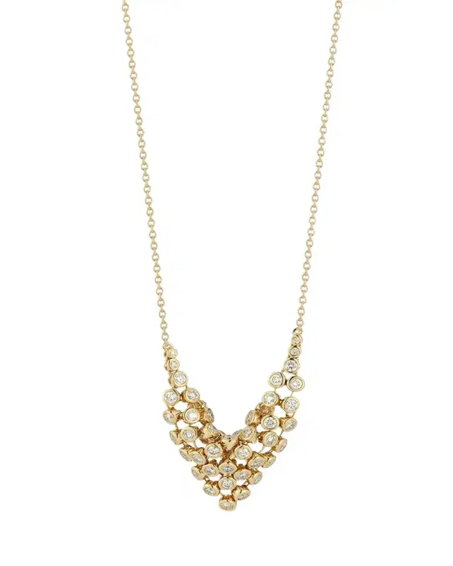 Small Diamond Bias Pendant Necklace, 22"L