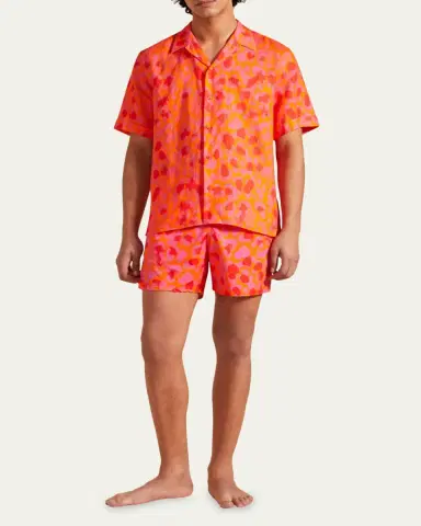 Vilebrequin Men's New Leopard Linen Camp Shirt | Thumbnail 2