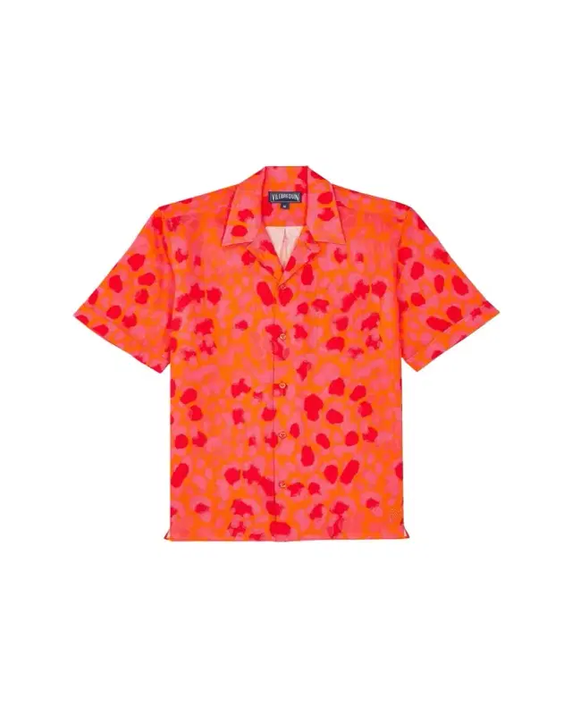 Men's New Leopard Linen Camp Shirt
