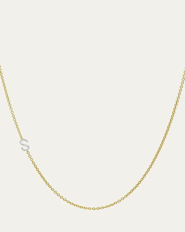 Zoe Lev Jewelry Diamond Asymmetrical Initial Necklace