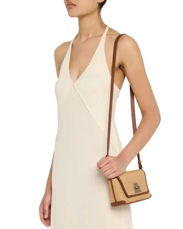 Anouk Little Day Bicolor Raffia Crossbody Bag
