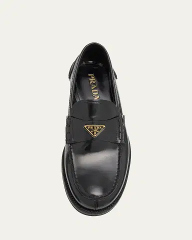 Prada Men's Brushed Leather Split-Toe Loafers | Thumbnail 3 Prada Men's Brushed Leather Split-Toe Loafers | Thumbnail 3