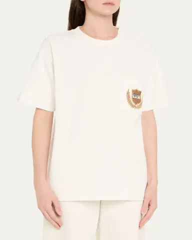 Bode Sportsman Crest Embroidered Patch Pocket Tee | Thumbnail 4