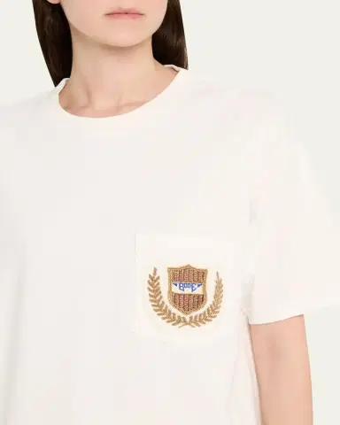 Bode Sportsman Crest Embroidered Patch Pocket Tee | Thumbnail 5