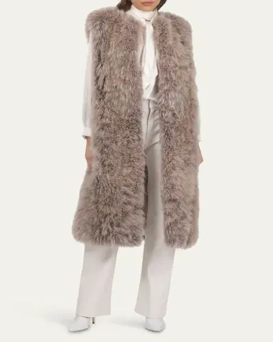 Gorski Select Cashmere Goat Fur Collarless Long Vest | Thumbnail 2 Gorski Select Cashmere Goat Fur Collarless Long Vest | Thumbnail 2