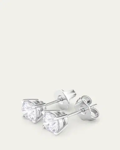HauteCarat 18K Round Brilliant Lab Grown Diamond Stud Earrings, 2.0tcw | Thumbnail 2