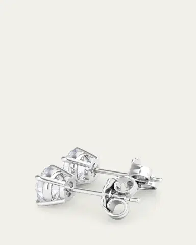 HauteCarat 18K Round Brilliant Lab Grown Diamond Stud Earrings, 2.0tcw | Thumbnail 3