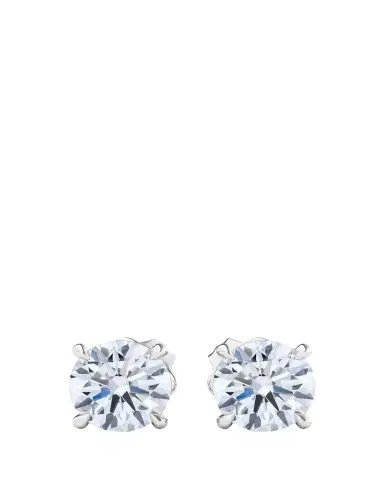 HauteCarat 18K Round Brilliant Lab Grown Diamond Stud Earrings, 2.0tcw | Thumbnail 1