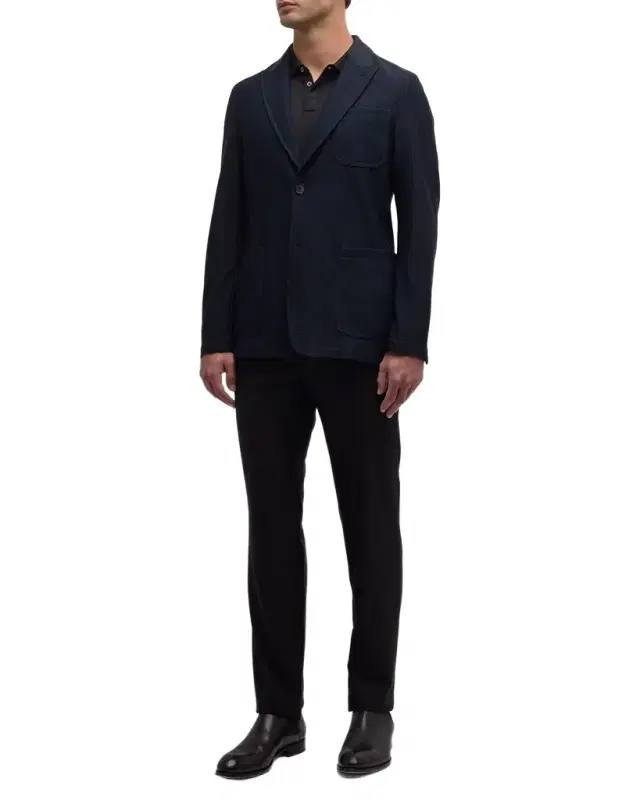 Men's Single-Breasted Rice Stitch Sport Coat