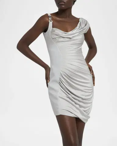 Versace Draped Liquid Jersey Mini Cocktail Dress | Thumbnail 4 Versace Draped Liquid Jersey Mini Cocktail Dress | Thumbnail 4