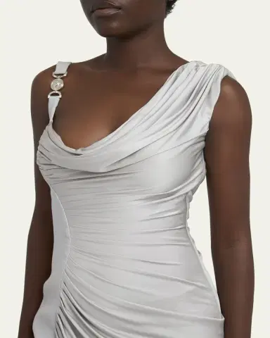 Versace Draped Liquid Jersey Mini Cocktail Dress | Thumbnail 9 Versace Draped Liquid Jersey Mini Cocktail Dress | Thumbnail 9